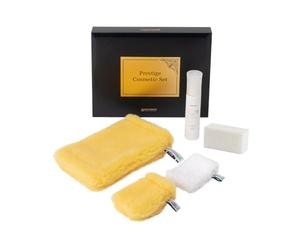 RAYPATH INTERNATIONAL Prestige Cosmetics Plus Set - Collezione di prodotti per la cura della pelle ecologica di lusso da 5 pezzi con guanto per il viso, Face Glove, Face Cleaner, Body Cleaner, GoldenR