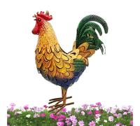 Raypontia 1 pieces Gallo Gigante Statua - 40x32x12cm Gallo In Metallo Da Giardino, Scultura Gallina, Decorazioni Per La Casa Per La Fattoria Per Sculture Per Animali, Colorful