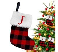 Raypontia Calze di Natale con Nomi,Calze di Natale con iniziali, Iniziali Decorazioni per L'Albero di, Ciondoli per Albero di Modello Scozzese Natalizi Borse Pendenti per Decorazioni