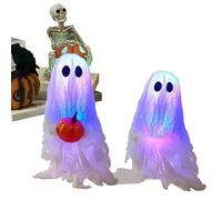 Raypontia Decorazione a forma di fantasma di Halloween, 2 pezzi di scultura gotica illuminata come decorazione per la casa, il giardino, le feste