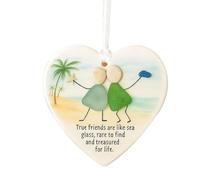Raypontia Decorazione Amicizia,Cuore Mare Cimelio Pallina Amicizia,Pendente Sorellanza Famiglia - Per Colleghe Ragazze Ufficio Casa Porta Finestra Compleanno Natale