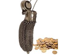 Raypontia Portamonete in rete, portamonete vintage in metallo, Elegante portamonete accessorio antico, Custodia a doppia rete fatta a mano, in vintage, squisito per gli amanti, le