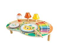 Raypontia Tavolo Attività Bambini, Gioco Educativo in Legno con Tamburo e , Giocattolo Educativo Sensoriale Musicale Divertente +2 Anni