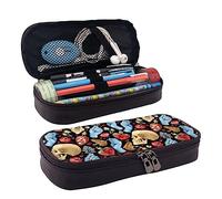 rayprint Astuccio carino e capiente in tessuto Oxford con cerniera scorrevole, compatibile con temi Halloween, gotico, teschio, fungo, vampiro, magia, strega e stregoneria, borsa portapenne portatile