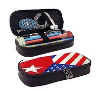 rayprint Astuccio con cerniera, borsa portapenne per cancelleria universitaria, organizer per matite e penne compatibile con la bandiera americana e cubana, astuccio per pennarelli, borsa portapenne