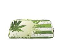 rayprint Astuccio in pelle con stampa a vaso d'erba e foglie, borsa portapenne, astuccio in pelle per matite, organizer per cancelleria
