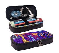 rayprint Astuccio Oxford con cerniera resistente, astuccio compatibile con paesaggio surreale colorato con funghi fantastici, astuccio per cancelleria