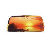 rayprint Astuccio per matite con paesaggio al tramonto, astuccio con cerniera, borsa per matite di grande capacità, astuccio in pelle, borsa per il trucco portatile per donne e uomini
