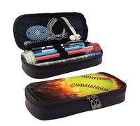 rayprint Astuccio per matite di grande capacità con cerniera scorrevole, borsa portapenne per ufficio, università, viaggi, compatibile con palla da softball e baseball Fire Flame.