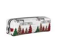 rayprint Astuccio per matite e trousse per il trucco con cerniera in pelle stampata, con scritta Buon Natale, per uomo e donna.