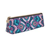rayprint Astuccio portapenne viola con fiori mandala, astuccio da donna, semplice scatola portaoggetti per adulti con cerniera scorrevole, resistente e leggero, ideale come organizer da ufficio.