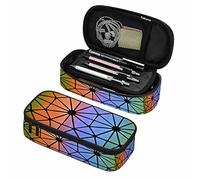 rayprint Borsa portapenne con triangoli geometrici, linee astratte distinte unite tra loro, matite acquerellabili fluorescenti al neon, trousse per cosmetici, organizer per cancelleria da ufficio per