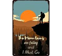 rayprint Le montagne mi chiamano e devo andare. Targa in metallo vintage con scritta Arrampicata. Un regalo per gli alpinisti. Divertente decorazione murale a tema arrampicata per casa e bar. Dimen