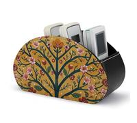 rayprint Porta telecomandi a forma di albero della vita giallo-arancio, contenitore per telecomandi TV, organizer da scrivania in pelle, porta matite in PU, organizer per cancelleria per soggiorno e
