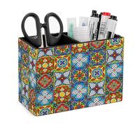 rayprint Portapenne da scrivania, organizer per matite con mandala in ceramica messicana e pelle PU, portapenne da scrivania per cancelleria, porta pennelli per trucco, organizer per ufficio e casa