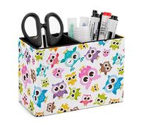 rayprint Portapenne da scrivania, organizer per matite in pelle PU con simpatici e colorati gufi e uccelli, portapenne da scrivania in ceramica, porta pennelli per il trucco, organizer per ufficio e