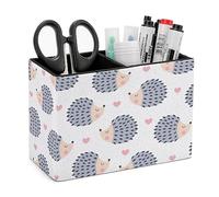 rayprint Portapenne da scrivania, organizer per penne a forma di cuore e riccio carino in pelle PU, portapenne da scrivania per cancelleria, porta pennelli per il trucco, organizer per penne per uffi