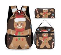 rayprint Set di borse da viaggio con borsa per il pranzo e contenitore per i biscotti natalizi a forma di omino di pan di zenzero.