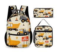 rayprint Set di zaini da viaggio con camioncino dei cartoni animati, borsa per il pranzo e contenitore.