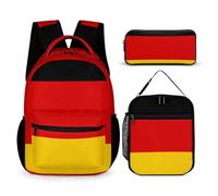 rayprint Set zaino con porta pranzo e borsa portaoggetti, zaino con bandiera tedesca e pochette per cosmetici