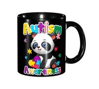 rayprint Tazza da caffè in ceramica da 325 ml con puzzle a forma di panda e cuore per la sensibilizzazione sull'autismo, ideale come regalo per ufficio, cucina o decorazione per la casa.