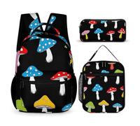 rayprint Zaino con porta pranzo, borsa cosmetica, set di borse per libri, simpatici funghi, borse a tracolla divertenti a forma di fungo per donna.