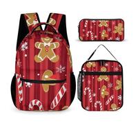 rayprint Zaino Portapranzo e Borsa Conservativa Set Zaino per Libri Biscotti di Pan di Zenzero Rossi di Natale Bastoncini di Caramelle (1) Zaino con