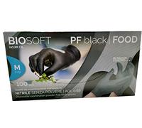 Biosoft Guanti monouso in nitrile PF Nero senza polvere per alimenti Taglia M 100 pz