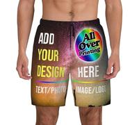 Raysent Costume da Bagno Personalizzato da Uomo con Aggiunta di Testo, Immagine o Logo Proprio, Pantaloncini da Spiaggia Foderati a Compressione ad Asciugatura Rapida per Le Vacanze Estive