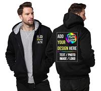 Raysent Felpa Personalizzata con Cappuccio in Pile, Giacca con Stampa Personalizzata su Entrambi i Lati, Fronte/Retro, Design Unico, Flanella Spessa per l'Inverno, Calda con Cerniera