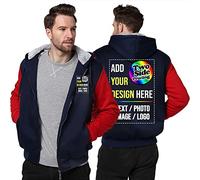 Raysent Felpa Personalizzata con Cappuccio in Pile, Giacca con Stampa Personalizzata su Entrambi i Lati, Fronte/Retro, Design Unico, Flanella Spessa per l'Inverno, Calda con Cerniera