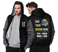 Raysent Felpa Personalizzata con Cappuccio in Pile, Giacca con Stampa Personalizzata su Entrambi i Lati, Fronte/Retro, Design Unico, Flanella Spessa per l'Inverno, Calda con Cerniera
