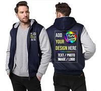 Raysent Felpa Personalizzata con Cappuccio in Pile, Giacca con Stampa Personalizzata su Entrambi i Lati, Fronte/Retro, Design Unico, Flanella Spessa per l'Inverno, Calda con Cerniera