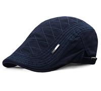 Rayson Berretto Coppola Uomo Cotone Traspirante Cappello Piatto Estiva Regolabile Baschi Scozzesi con Motivo a Rombi(Blu Navy,Taglia Unica)