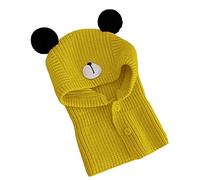 Rayson Cappello Bambino Invernale e Scaldacollo Caldo a Maglia Sciarpa e Berretto Bambina con Orecchie Passamontagna Bambino Cotone Leggero con Bottoni(Giallo,Taglia Unica)