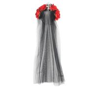 Rayson Cerchietto di Halloween Rose Ghirlanda Fascia per Capelli di Halloween Velo Nero Accessori per le Vacanze Donna Ragazza(A-Rosso)