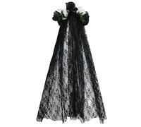 Rayson Cerchietto per Capelli di Halloween con Rose Ghirlanda di gotico con Velo Nero per giorno dei morti Fascia Donna Ragazze(Nero+Bianco)