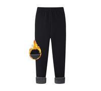 Rayson Leggings Bambina in Cotone Colore Solido Stretch Invernale Caldo Leggins per Sport e Quotidiano età 6-11 Anni(Nero,10-11anni)