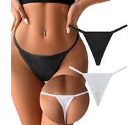 Rayson Perizoma Donna G-String Cotone Elastico Thong Mutande Senza Tanga a Costine Traspirante Slip Donna a Vita Bassa(Nero+Bianco,XL)