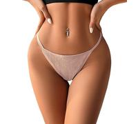 Rayson Perizoma Donna G-String Cotone Elastico Thong Mutande Senza Tanga a Costine Traspirante Slip Donna a Vita Bassa(Rosa,L)