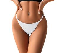 Rayson Perizoma Donna G-String Cotone Elastico Thong Mutande Senza Tanga a Costine Traspirante Slip Donna a Vita Bassa(Bianco,L)