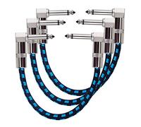 Rayzm Cavi Patch per Effetti per Chitarra/Basso 1/4", ad angolo Maschio. Cavetto per Strumenti Musicali TS Mono per Chitarra/Basso Pedaliera Effetti-Rivestimento in Tessuto Tweed,3 unità,15cm (Blu)