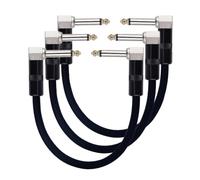 Rayzm Cavi Patch per Effetti per Chitarra/Basso 6,35mm, Cavetto per Pedaliera, ad angolo Maschio/Maschio. Cavetto per Strumenti Musicali TS Mono per Chitarra/Basso Pedaliera Effetti,3 unità,15cm