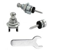 Rayzm Chitarra Strap Locks con una chiave inglese, Sistema di sicurezza con cinturino per chitarra acustica/elettrica/basso, meccanismo a sgancio rapido (argento)