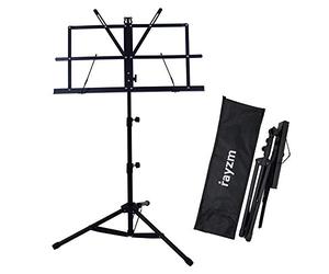 Rayzm leggio robusto portatile e pieghevole leggio in metallo con borsa da viaggio. Altezza regolabile, carico massimo 1,5 kg, leggero e compatto adatto per i viaggi e sistemabile nel ripostiglio