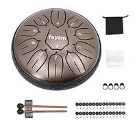 Rayzm Tamburo in Acciaio, 6 Pollici 11 Toni D-Key Steel Tongue Drum, Strumento a Percussione Tamburo, Portatile Tamburo del Handpan in Acciaio al Carbonio