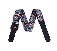 Rayzm Tracolla per Chitarra/Basso, Motivo Stile Boheme, Tracolla in Cotone per Chitarra/Basso Acustica/Elettrica con Tasca Porta Plettri, Larghezza 5cm, Regolabile in Lunghezza