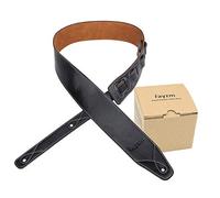 Rayzm Tracolla per Chitarra e Basso con Retro Scamosciato, Tracolla in Vera Pelle per Chitarra Acustica, Elettrica e Basso, Larghezza 6.5 cm, Lunghezza Regolabile da 108 cm a 140 cm