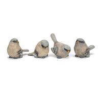 Raz - Set di 4 statuine decorative da tavolo in resina, motivo uccellino, 5 x 6,3 cm, colore: Blu