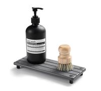 Razborci Tappetino scolapiatti per cucina e bagno, vassoio in pietra assorbente per lavello, vassoio in diatomite per bagno, nero, rettangolare, 25,4 cm L x 10 "W x 2" H